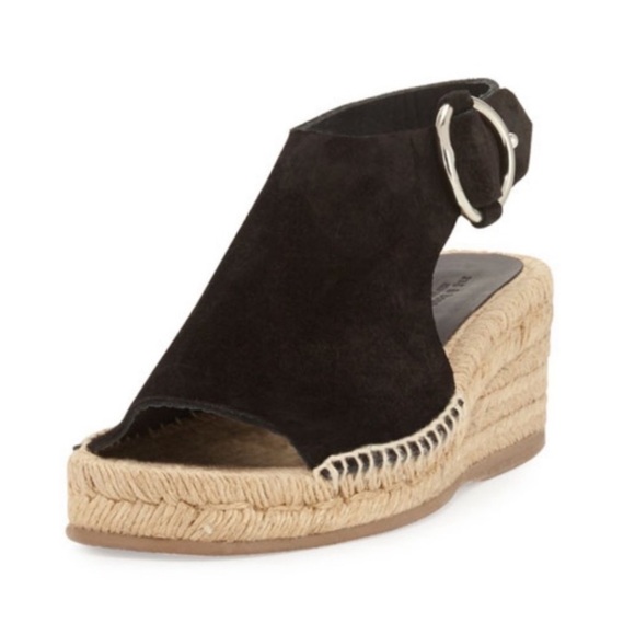 rag & bone Calla Black Suede Wedge Espadrille Black Sandals Size EU 39 US 8 - Picture 4 of 15